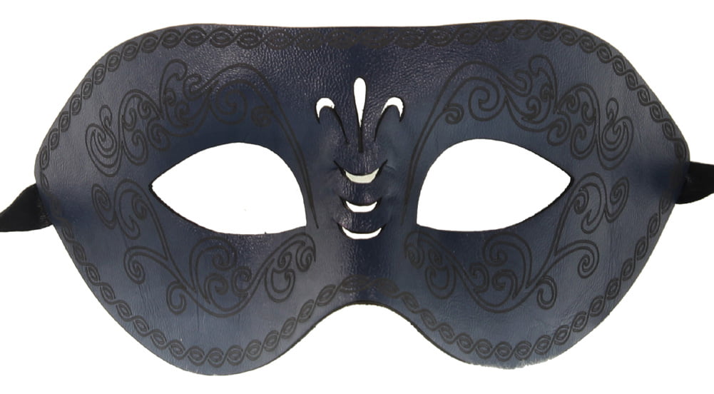 Venetian Black Faux Leather Masquerade Halloween Prom Mask 