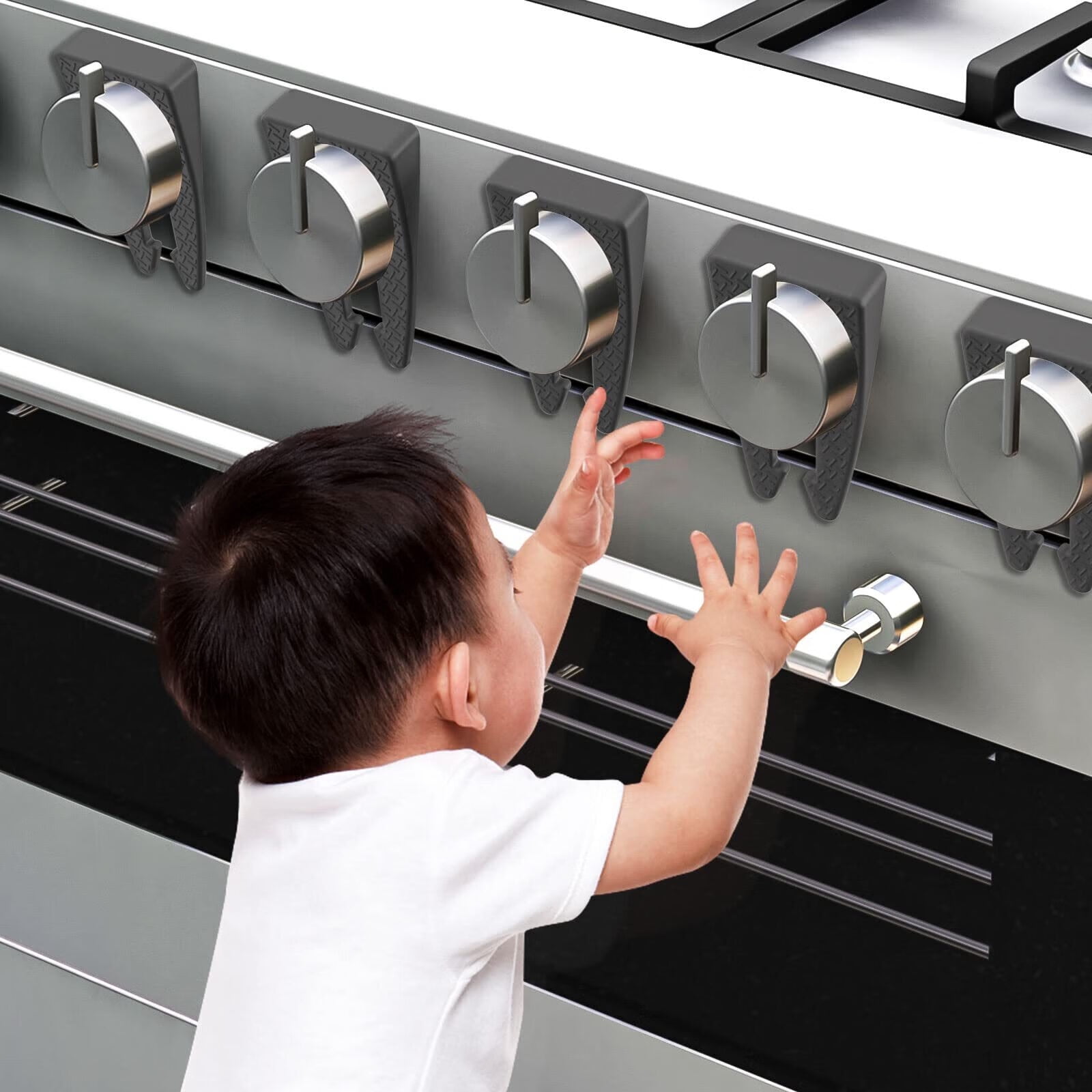 nine bull 6PCS Stove Knob Covers for Child Safety, Gas Stove Baby Proof Knobs Locks, Easy to