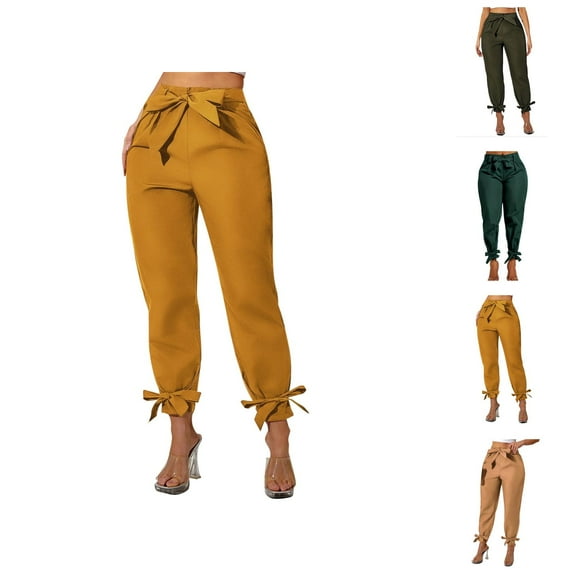 Women's High Waist Wide Leg Casual Pants With Bow Detail Women'S Pants Summer