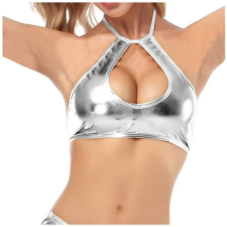 Minimizer Bras for Women Women Fashion Solid Imitation Leather Sexy Slim Fit Lingerie Strappy Bra Push Up Bras for Women(Size:One Size)