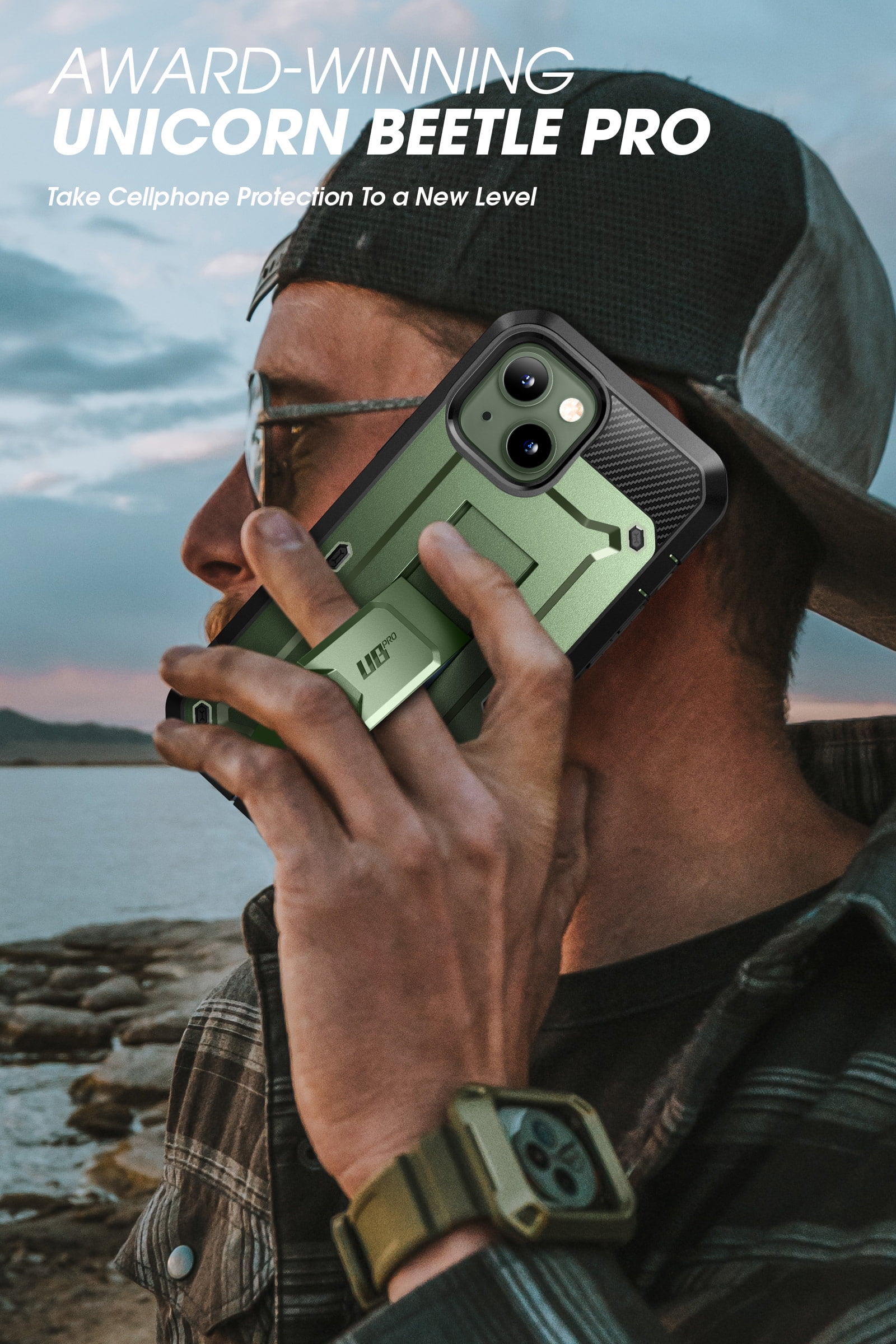 SUPCASE Unicorn Beetle Pro Series Case for iPhone 13 (2021 Release) 6.1 Inch, Built-in Screen Protector Full-Body Rugged Holster Case (Guldan)