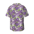 thumbnail image 2 of Wukai Violets Flowers Men's Casual Short-Sleeve Button Down Shirt - Lightweight Summer Dress Shirt for Daily Wear-, 2 of 7