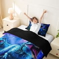 thumbnail image 3 of Metsweet Abstrcat T-Rex Twin Duvet Cover, Jungle Tropical Leaves Twin Bedding, Blue Green Purple,Black Reversible,2pcs,1 Duvet Cover and 1 Pillowcase, 3 of 6