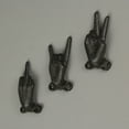 thumbnail image 5 of Zeckos Brown Cast Iron Hand Gesture Decorative Wall Hooks Set of 3, 5 of 5