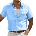 thumbnail image 2 of Sales Or Clearance JXMVOJ Men's Short Sleeve Shirt, Button-Down Casual Polo, Solid Color Beach Shirt, Lightweight Summer Top, Fashionable Collared Shirt, 2 of 6