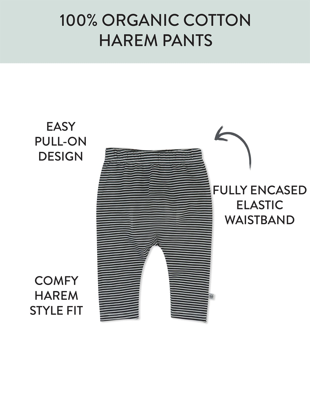 Honest Baby Clothing Organic Cotton Boy/Girl Footless Harem Pants, Newborn to 24m, 2-Pack