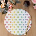 thumbnail image 3 of Colorful Polka Dot Round 13 Inch Placemats Set of 8, Cartoon Watercolor Geometric HeatResistant Non Slip Place Mats for Dining Table, Wipeable Braided Kitchen Table Mats for Housewarming, 3 of 9