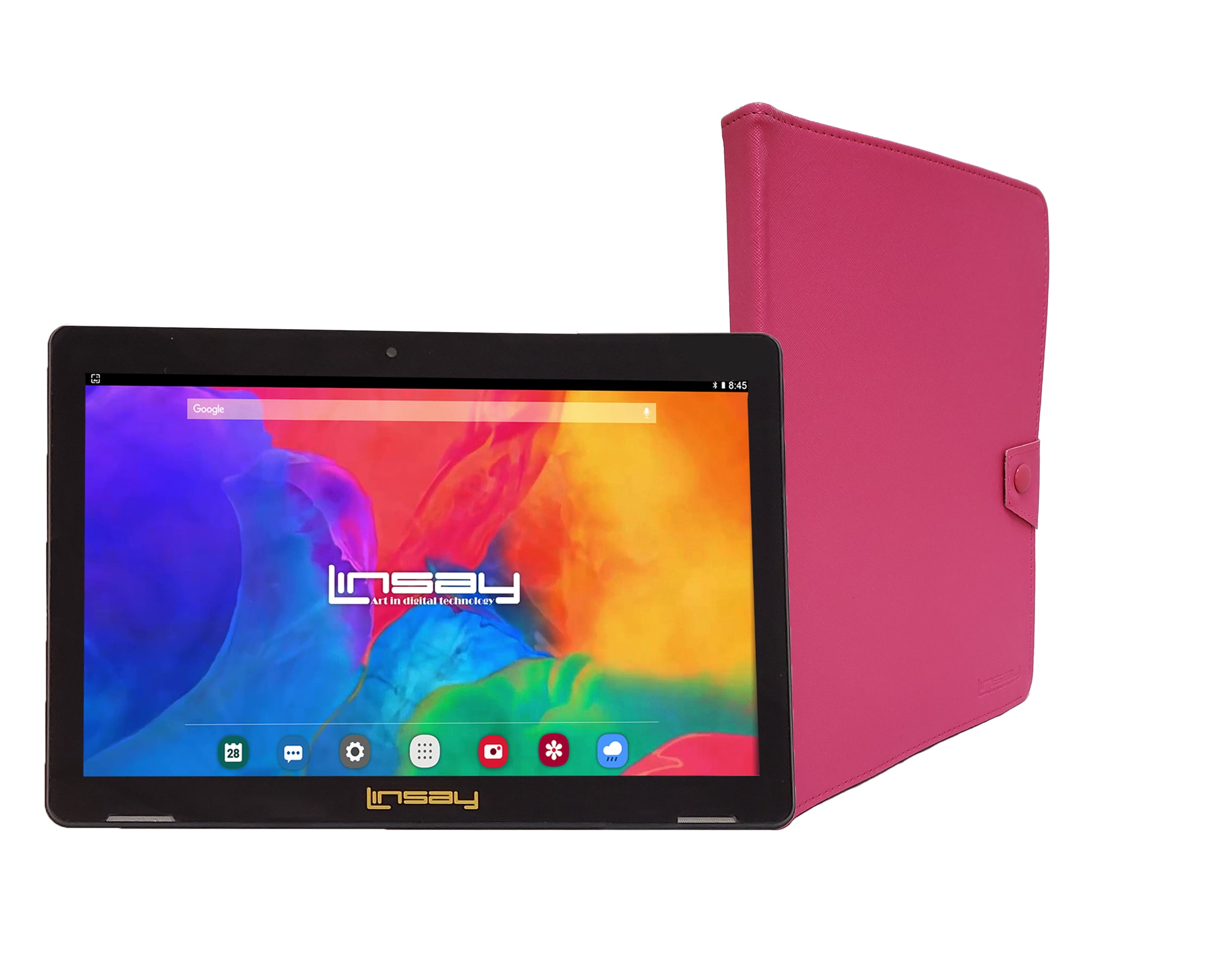 LINSAY 10.1" 1280x800 IPS Octa Core 4GB RAM 128GB Storage Android 13 Tablet with case Pink