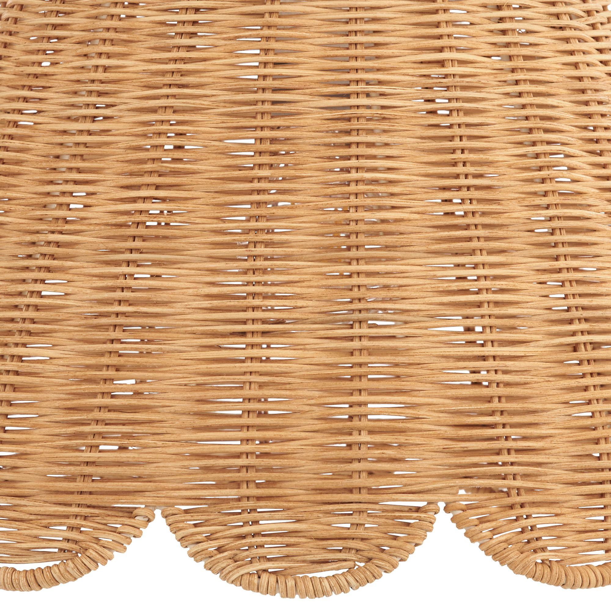 Springcrest 7" Top x 15" Bottom x 9 1/2" High x 9 1/2" Slant Lamp Shade Replacement Natural Rattan Scalloped Bottom Spider Harp Finial