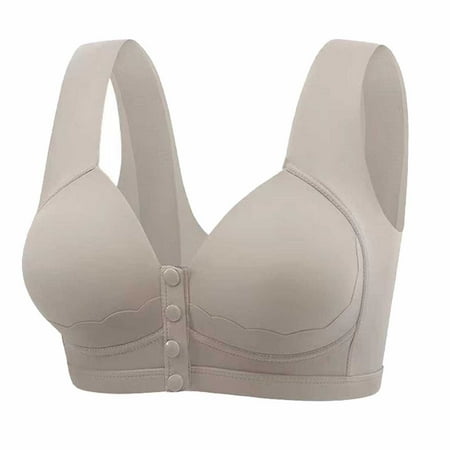 Black of Friday Deal Clearance Staron Women s Bras No Underwire Front Closure Bra Wireless Stretch Comfortable Bra Everyday Comfort Front Button Brass