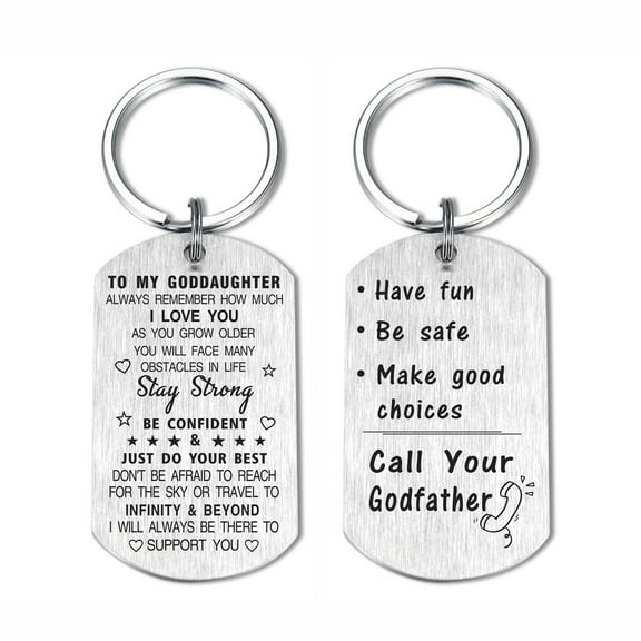 DEGASKEN Goddaughter Keychain from Godfather, Fun Baptism Birthday Christmas Graduation Gifts