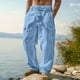 thumbnail image 4 of Pantalones cargo para hombre de lino para trabajo: corte holgado, pantalones transpirables para primavera y verano, bolsillos utilitarios, lavables a máquina, poliéster, tallas S-XXXL., 4 of 8