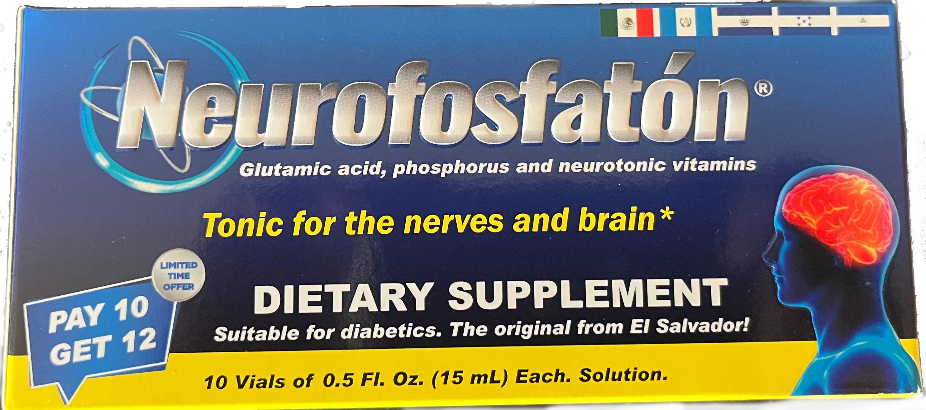 Neurofosfatón. Tonic for the nerves and brain 10 vials.