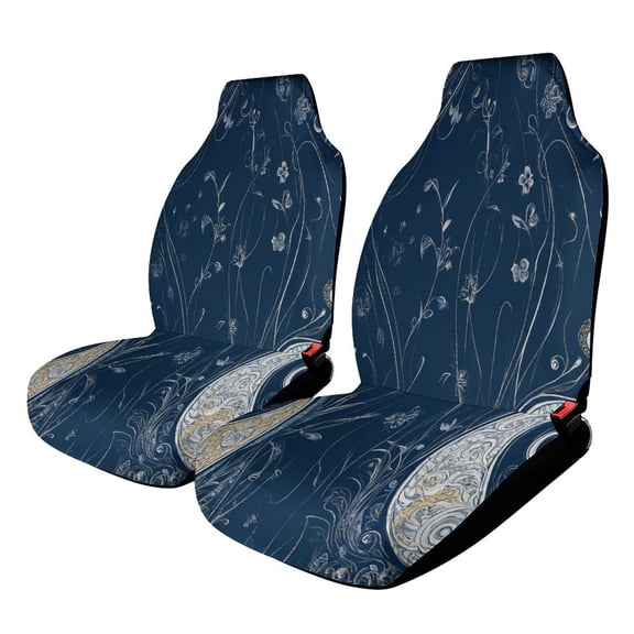 Navy Paisley Floral Design Car Seat Covers Front Seats Universal Fit for Cars SUV Truck Auto Interior Accessories