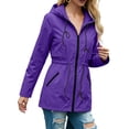 thumbnail image 7 of Waterproof Jackets for Women, Long Sleeve Hooded Windbreaker Outerwear with Drawstring Waist & Pockets, Outdoor Travel Wear | VerBelle,Purple XL, 7 of 7