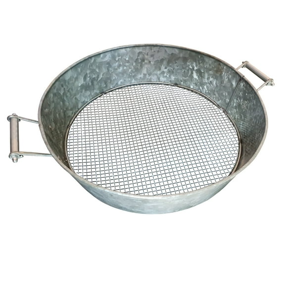 Round Galvanized Steel Compost Sifter with Wire Mesh Design Base- Antique Silver