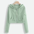 thumbnail image 7 of CAIXIA Women Cropped Cargo Pocket Full Zip Hoodie Long Sleeve Drawstring Zip Up Crop Hooded Jacket Casual Sweatshirts, 7 of 7