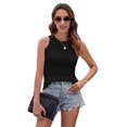 thumbnail image 3 of Womens Ladies Ribbed Thick Strap Racerback Tight Slim Fitted Sporty Workout Tank Tops Black XXL, 3 of 9