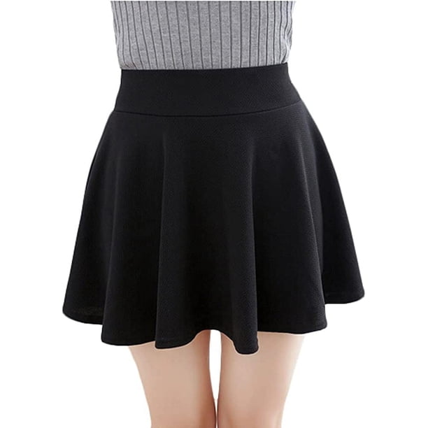 Minifalda skater básica, versátil, elástica, informal y acampanada para mujer