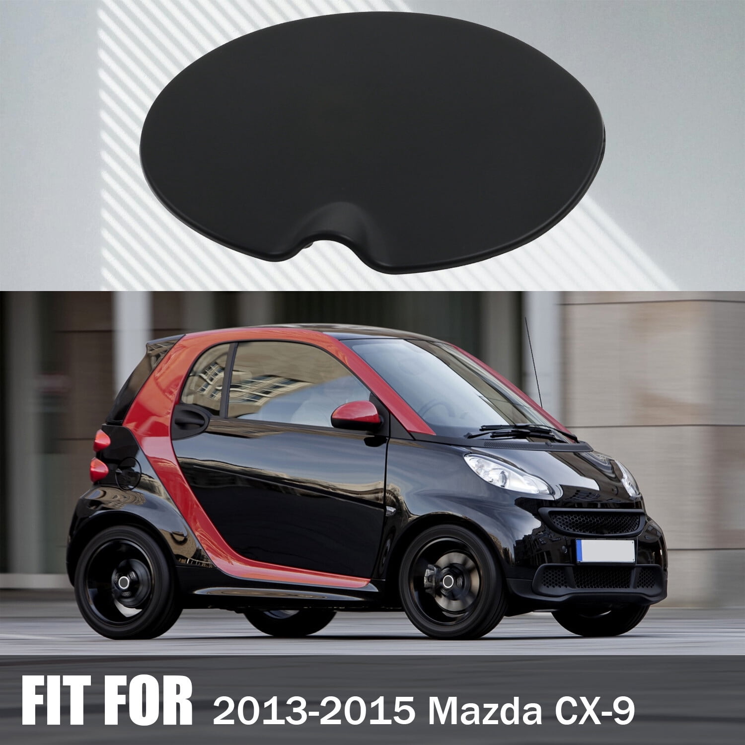 Black Fuel Filler Tank Door Oil Gas Cap Cover for 2007-2015 Smart Fortwo
