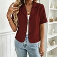 thumbnail image 2 of QIYAGBSA Blazer for Women, Short Sleeve Lapel Collar Button Front for Summer Office and Casual, 2 of 9