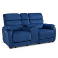 thumbnail image 2 of MCombo Zero Wall Hugger Power Recliner Loveseat with Console for Living Room, RVs, Small Spaces, Fabric, Navy Blue, 2 of 11
