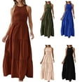 thumbnail image 3 of Elegant Maxi Dress Round Neck Sleeveless Swing Dresses Great for Shopping Traveling and Gatherings, 3 of 8