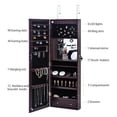 thumbnail image 5 of Zimtown 8 LEDs Mirrored Jewelry Cabinet, Wall Mounted Jewelry Armoire Storage w/2 Drawer and Internal Mirror, Brown, 5 of 8