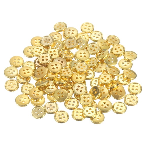 118pcs 100pcs 16L Plastic Sewing Buttons 10mm 3/8" 4-Hole Round Replacement Craft Button for Coats Sewing Clothing and DIY, Gold
