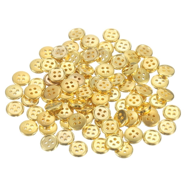 118 piezas 100 piezas 16L botones de costura de plástico 10mm 3/8" botón redondo de 4 agujeros de reemplazo para abrigos, costura de ropa y bricolaje, dorado