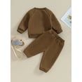 thumbnail image 4 of Bagilaanoe 2PCS Toddler Baby Boy Pants Set Long Sleeve Sweatshirt Pullover Tops + Sweatpants 6M 12M 18M 24M 3T Kids Casual Sweatsuits, 4 of 9