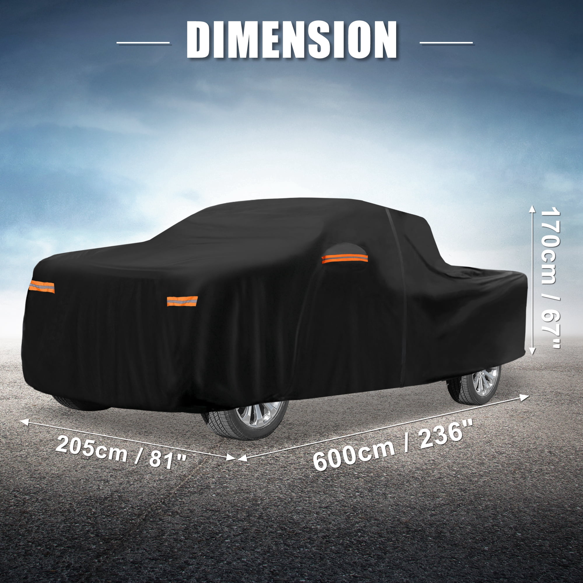 Unique Bargains 210D-PU Car Cover for GMC Sierra Crew Cab 6.6ft Bed 2014-2023