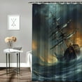 thumbnail image 2 of Orinice  Vintage Pirate Ship Shower Curtain, Huge Wave Lapping Sailboat Shower Curtain Sets with Toilet Lid Cover, U-Shaped Mat and Non-Slip Rugs, Bathroom Decor Set  36x72, 2 of 7