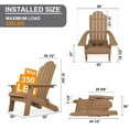 thumbnail image 5 of WINSOON Folding Adirondack Chair and Table Set 3 PCS Garden Outdoor Patio Chairs, Teak Finish, 5 of 8