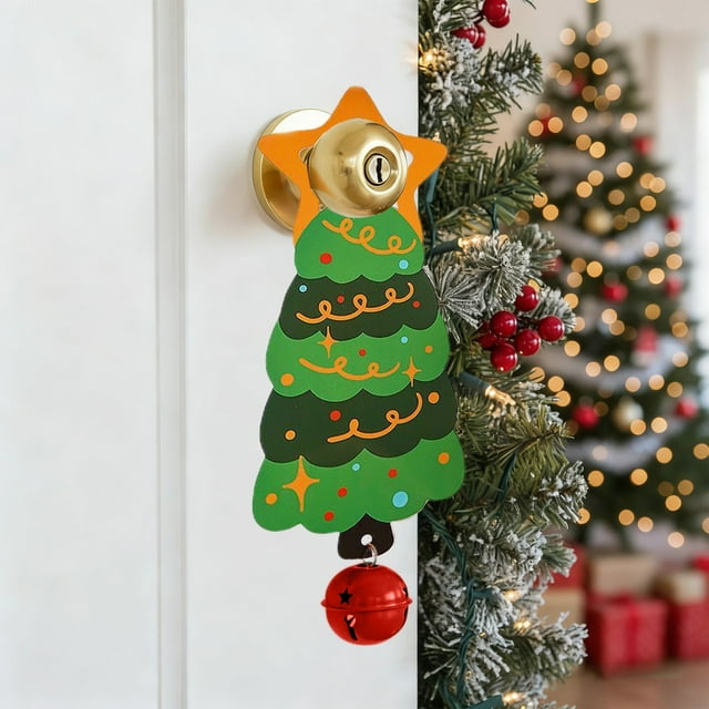 Christmas Door Handle Pendant Decoration for Holiday Ambiance, Festive Tree and Snowman Design, 1 Pc