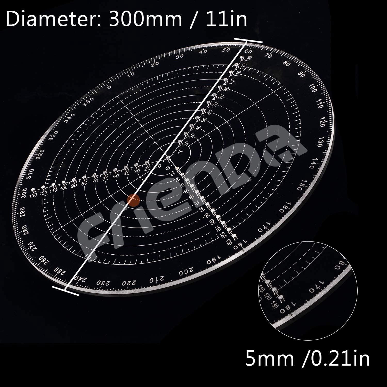 ABCISI 300 mm/ 12 Inch Circle Center Finder Compass, Lathe Centering Tool, Circle Gauge for Drawing Circles, Lathe Work and Woodturners, Round Template Clear Acrylic Drawing Circles Diameter