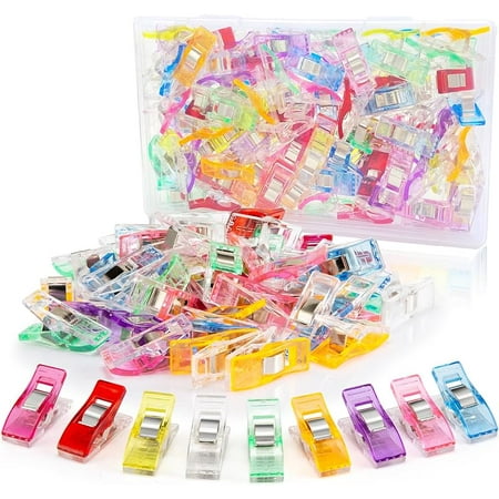 Quilting Clips and Sewing Fabric Clips, KOLUPA 200 Pcs Plastic Embroidery Clips with Storage Box, Multipurpose Crafting Tools Supplies and Accessories (Assorted Colors)