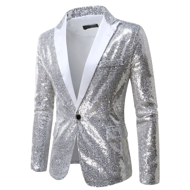 Men Shiny Sequin Blazers Mens Suit Tuxedo Party Dinner Prom Mens Tuxedo one Button Suit Jacket Mens Suits Regular Fit 3 Piece Men Dress Suits Men Wedding Suits