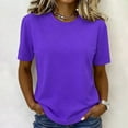 thumbnail image 6 of T Shirts for Women Short Sleeve Crewneck Cotton Tops Summer Casual Breathable Basic Tee Tshirt Purple 3XL, 6 of 6