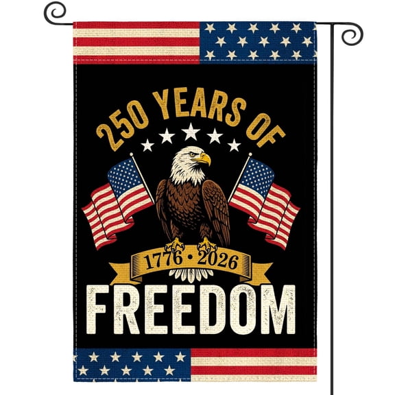 Sm:)e 250 Years of Freedom Eagle American Patriotic July 4th Garden Flag 12x18 Inch, Double Sided