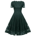 thumbnail image 4 of UoCefik Womens Short Sleeve Wedding Guest Dress A-Line Lace Formal Party Cocktaill Midi Dress Prom Dark Green M, 4 of 6