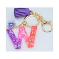 thumbnail image 1 of Hangs 2 Resin Glittering Letter Keychain with Color Stitching Flowing Design Purple Drop Glue English Character Key Chain for Daily Use, 1 of 4