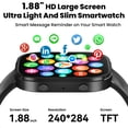 thumbnail image 4 of Smart Watch fits for Android and iPhone Devices, Smartwatch for Women Men 1.88" HD Fitness Tracker with 100+ Sports Mode, Bluetooth Call, IP68 Waterproof for Gift Black, 4 of 7