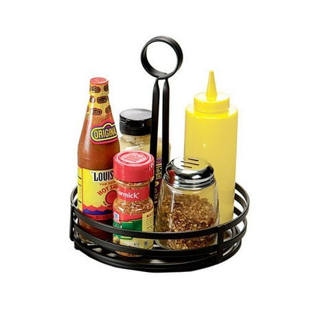 FWC89 Round Wrought Iron Condiment Rack Basket, 8-Inch, Black, Baskets By American Metalcraft