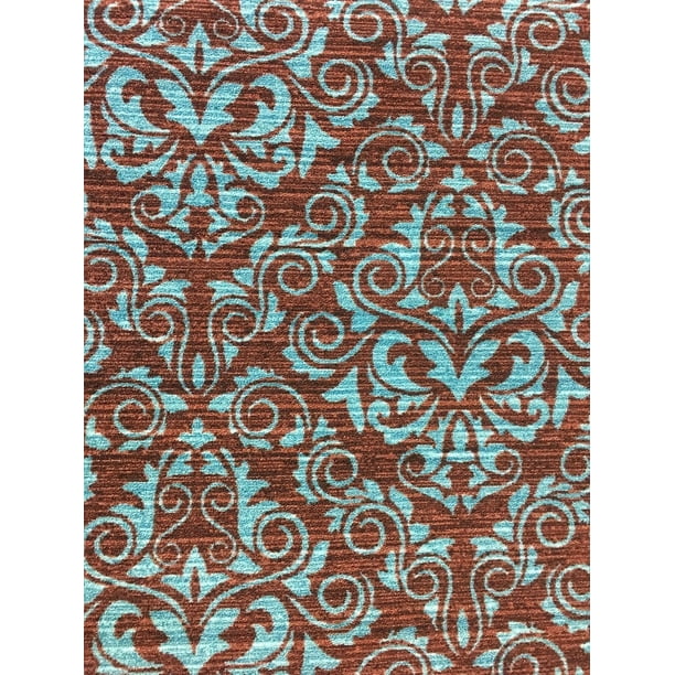 Reversible Rugs Turquoise Blue Brown Abstract Design Area ...