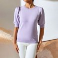 thumbnail image 5 of Njoeus Spring Tops for Women 2024 Puff Short Sleeve Sweaters Tops Crew Neck Pullover Tops Lightweight Knit Blouses Shirt Fall Tops, 5 of 9