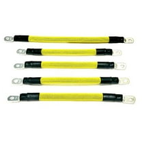 AC/DC WIRE AND SUPPLY 4 Gauge Golf Cart Battery Cable Set, (Yellow Braided) E-Z-GO 1994 & UP MED/TXT 36V U.S.A Made (5 PC)