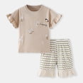 thumbnail image 3 of Tiijoy Girls Summer Outfits Flower Embroidery Ruffle Short Sleeve T-Shirt Shorts Set, Sizes 2-3, 3 of 5