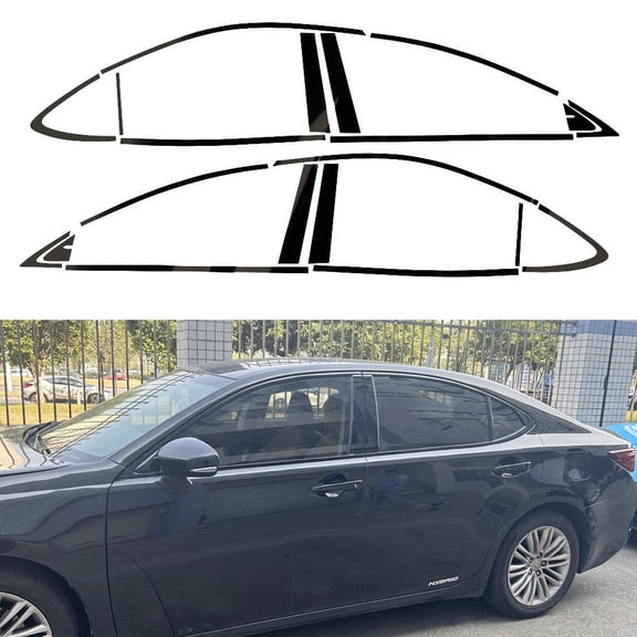 Glossy Black Sticker Chrome Delete Window Trims For Lexus ES 2013-2017