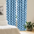 thumbnail image 3 of Ambesonne Navy Plaid 4-Panel Curtains, Abstract Diagonal Lines, 56"x63", Sky Blue Sky Blue, 3 of 4